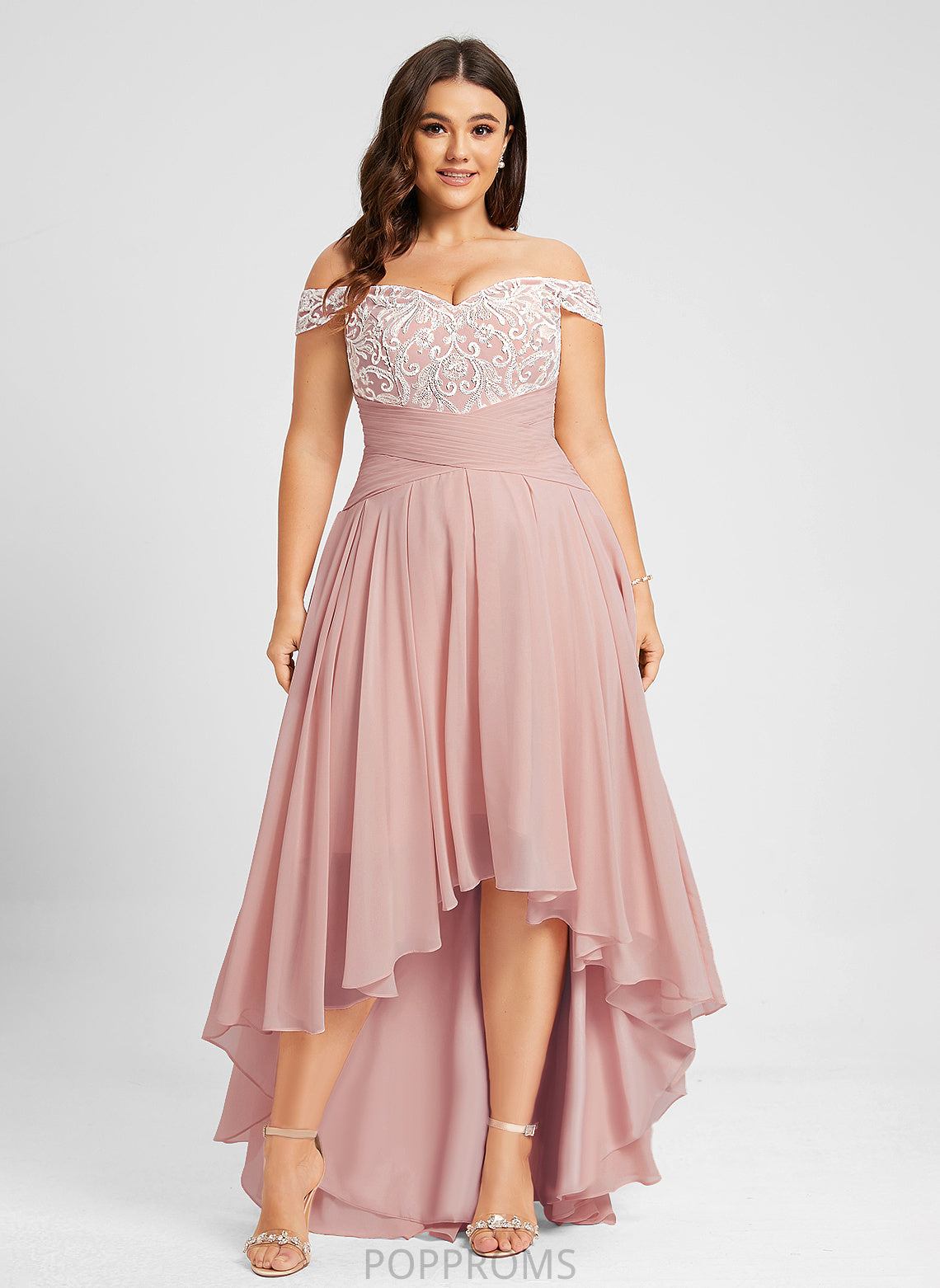 Asymmetrical Pleated Off-the-Shoulder Dress Wedding With Athena Chiffon Wedding Dresses A-Line Lace