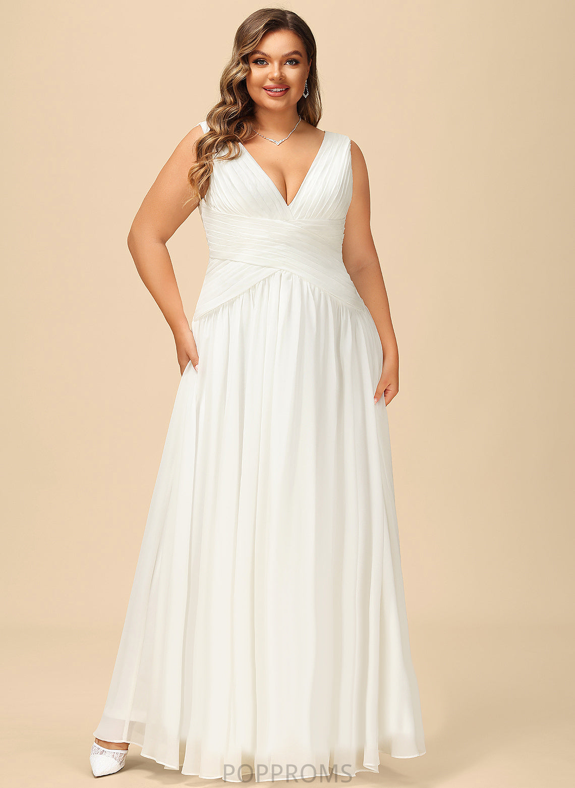 Wedding Dresses Wedding Paige Pleated Dress V-neck A-Line Chiffon Floor-Length With