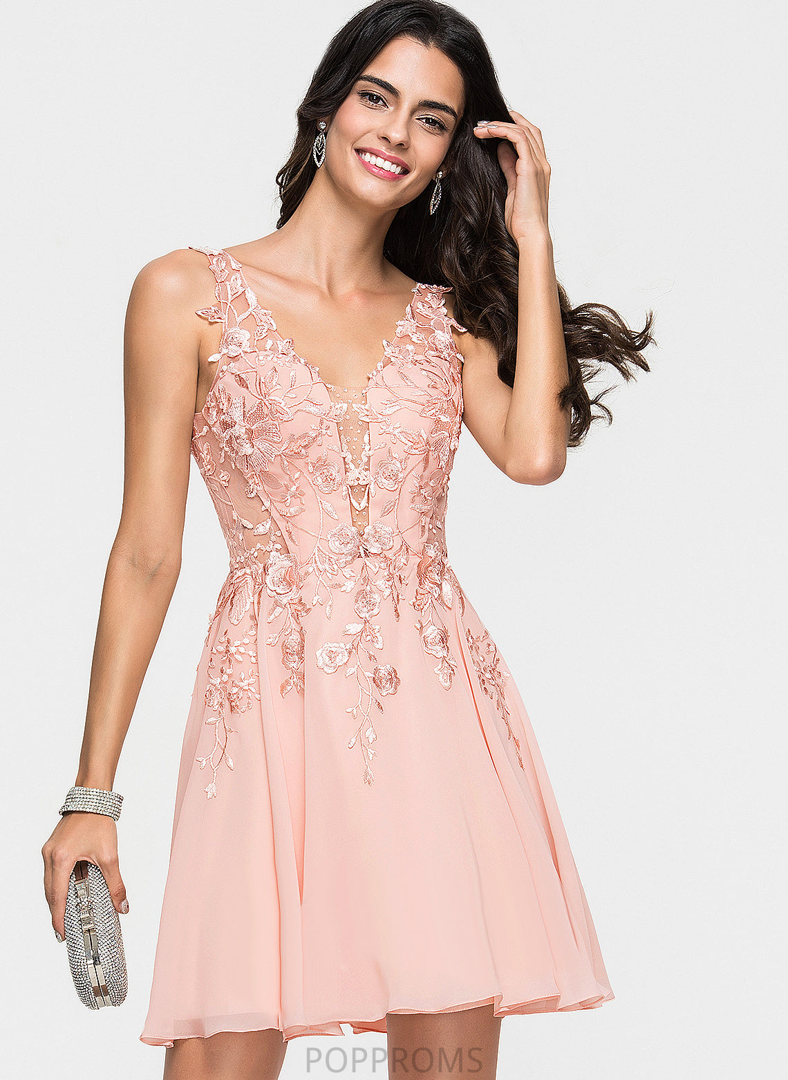 Dress Homecoming With Chiffon Homecoming Dresses A-Line V-neck Mattie Lace Short/Mini Beading