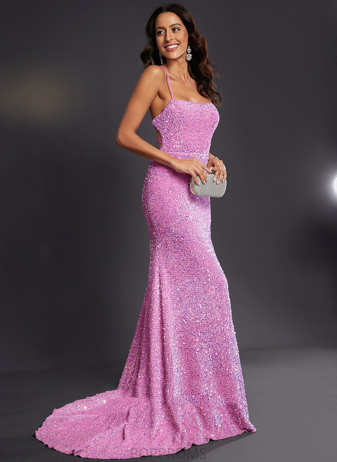 Sequined Sweep Train Macie Prom Dresses Trumpet/Mermaid Square