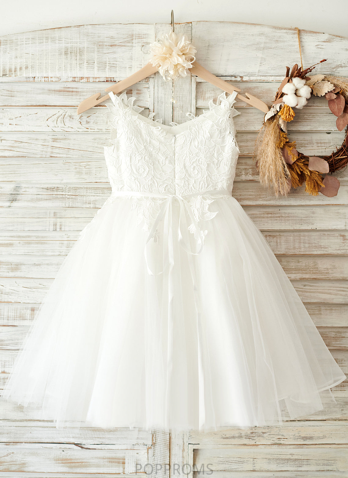 Flower A-Line Tulle/Lace Adison Straps Knee-length - Flower Girl Dresses Dress Sleeveless Girl