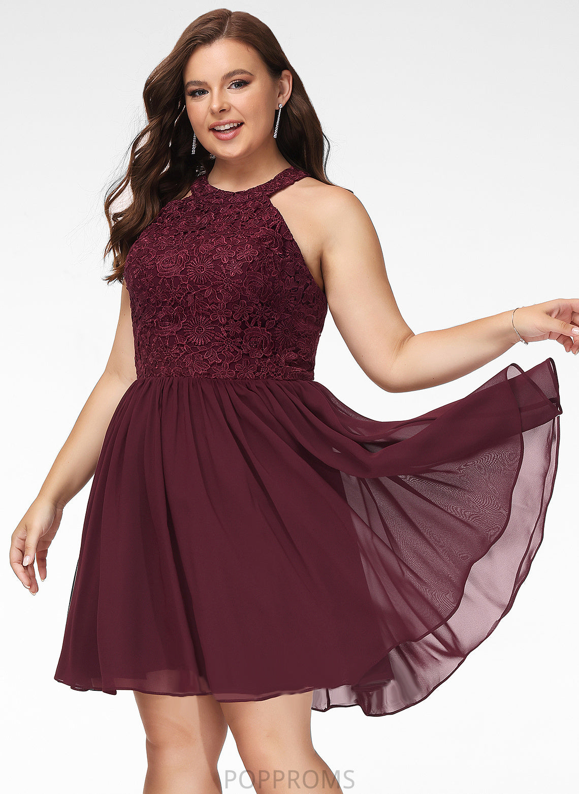 Short/Mini Carissa Scoop Prom Dresses Lace Chiffon A-Line