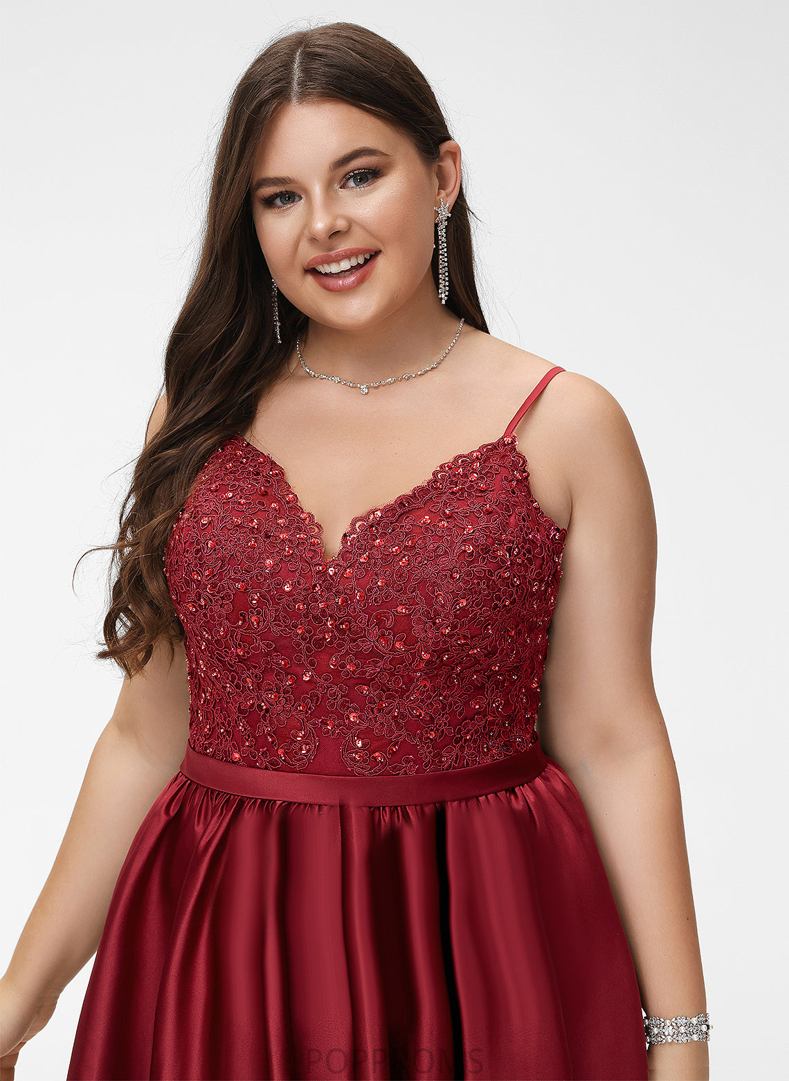 Prom Dresses With Beading Satin Short/Mini Lace V-neck Cheyanne A-Line