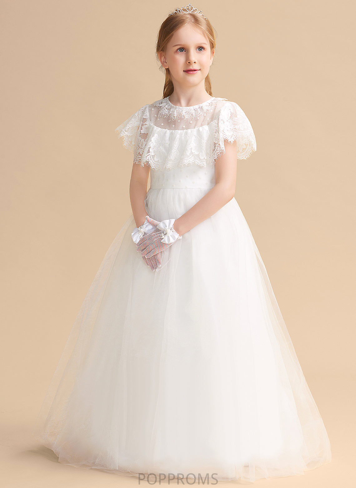 - Valerie Flower Flower Girl Dresses Floor-length A-Line Tulle/Lace Dress Sleeveless Scoop Girl Neck