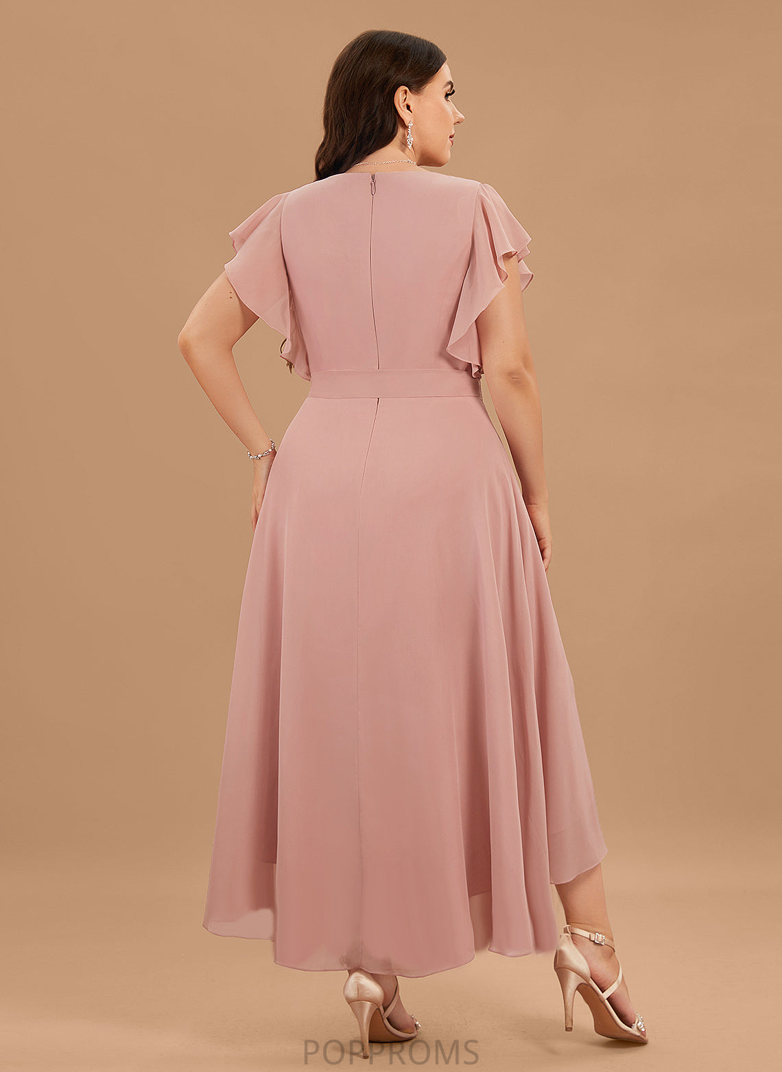 Cocktail Chiffon Alexandra Cocktail Dresses Dress Asymmetrical Ruffle With A-Line V-neck