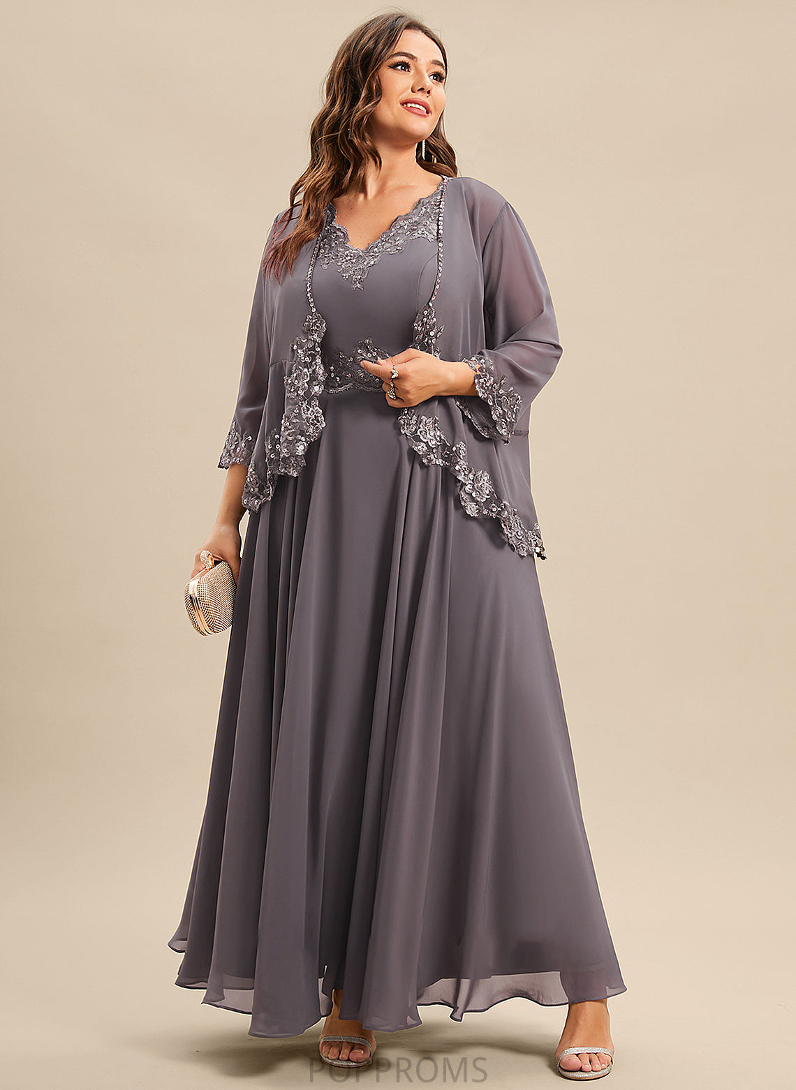 Mother of the Bride Dresses Juliet Bride Ankle-Length Mother of Lace Appliques A-Line V-neck Beading With Chiffon the Sequins Dress