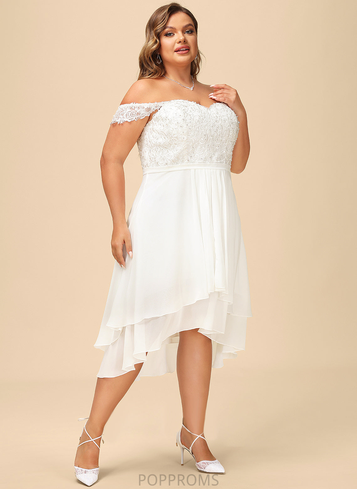 Lace Chiffon A-Line Off-the-Shoulder Dress With Wedding Kennedy Wedding Dresses Asymmetrical Sequins Beading