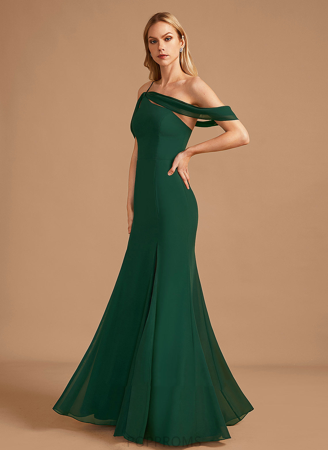 Fabric Silhouette Embellishment One-Shoulder Floor-Length Length SplitFront Trumpet/Mermaid Neckline Muriel Sleeveless Floor Length Bridesmaid Dresses