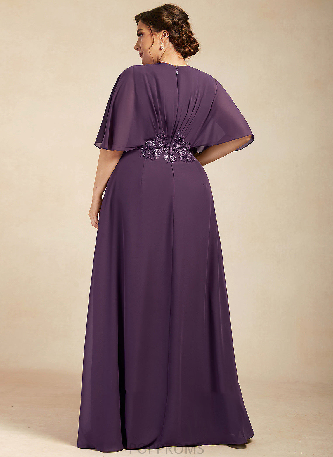 Sarah Mother Bride V-neck Floor-Length Dress of Lace With the A-Line Mother of the Bride Dresses Chiffon Sequins