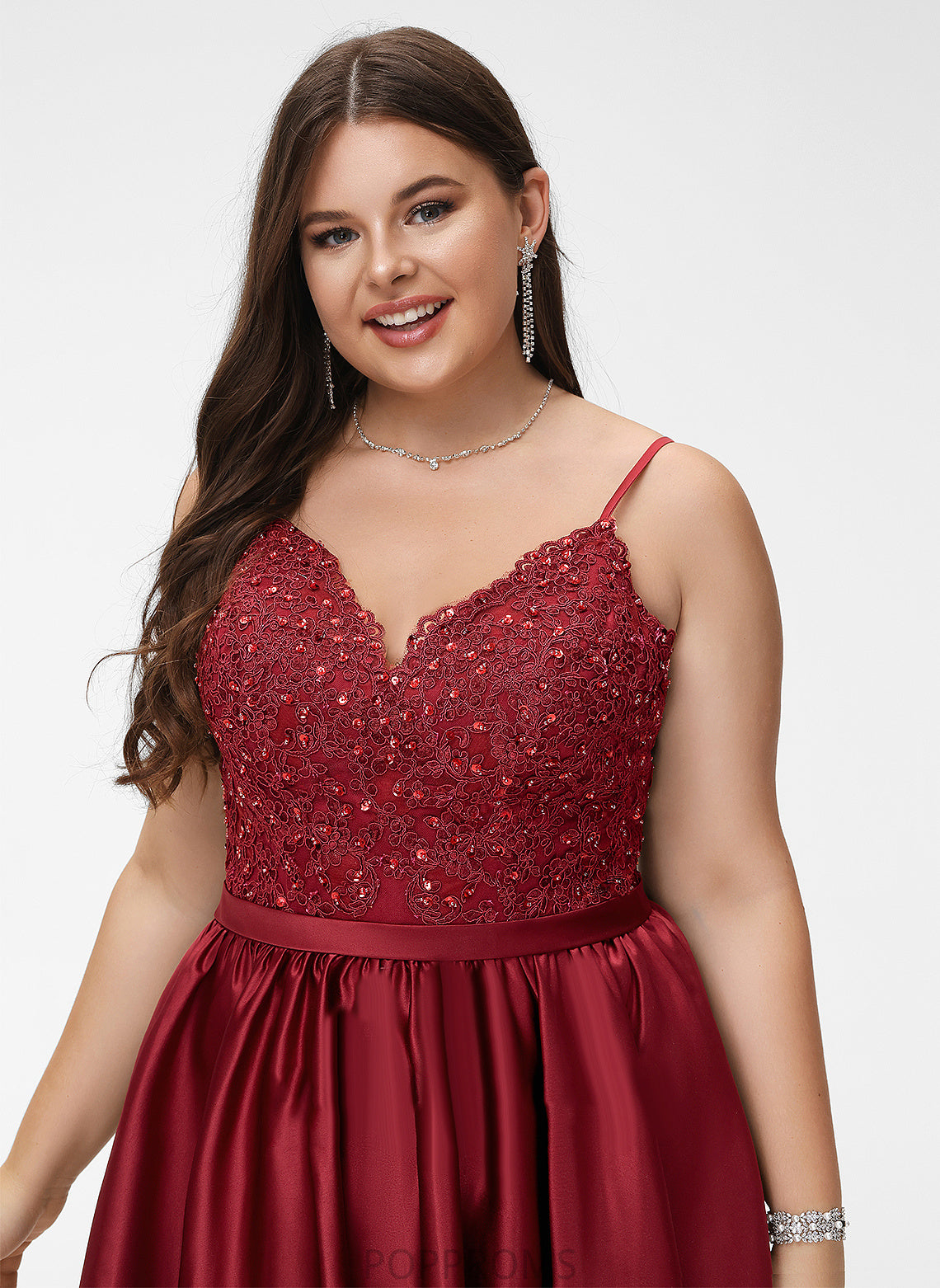 V-neck Short/Mini Satin Dress With Lace Beading Cocktail A-Line Rylee Lace Cocktail Dresses