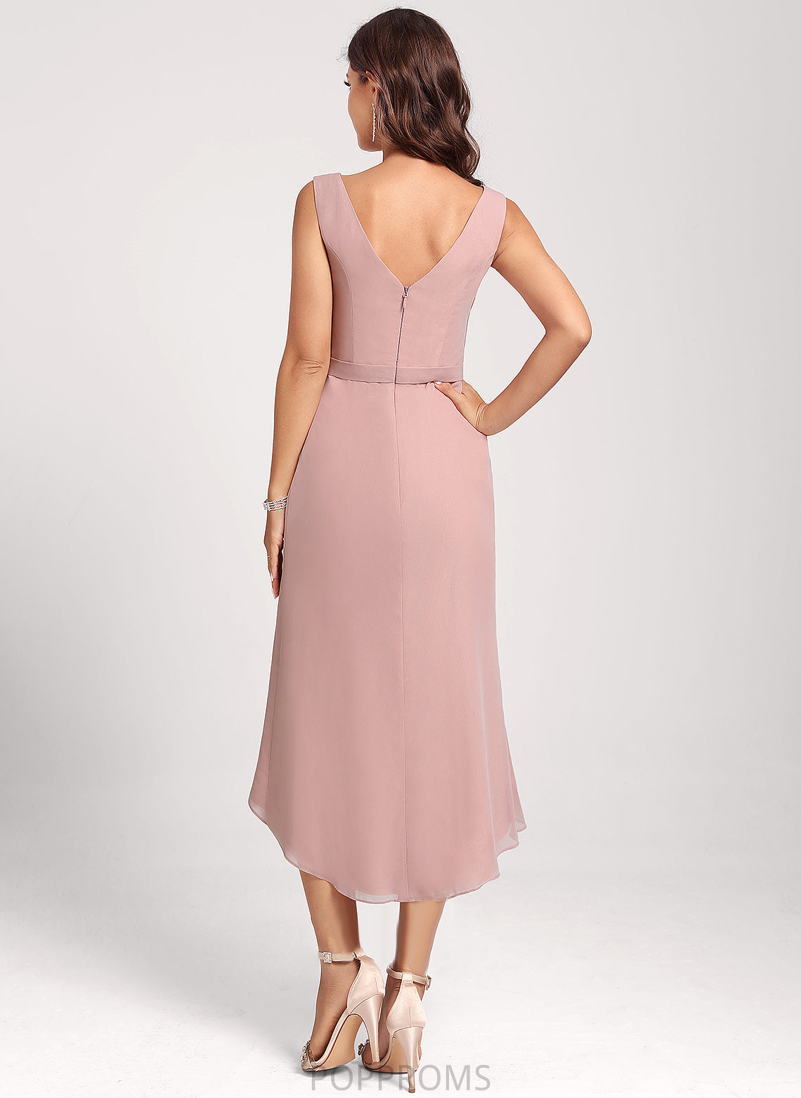 Cocktail Sheath/Column Club Dresses Asymmetrical Chiffon Mabel Dress V-neck