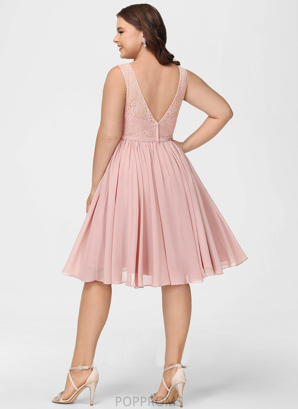 Dress Knee-Length With V-neck Cocktail Lace Bow(s) Jasmine A-Line Cocktail Dresses Chiffon Lace