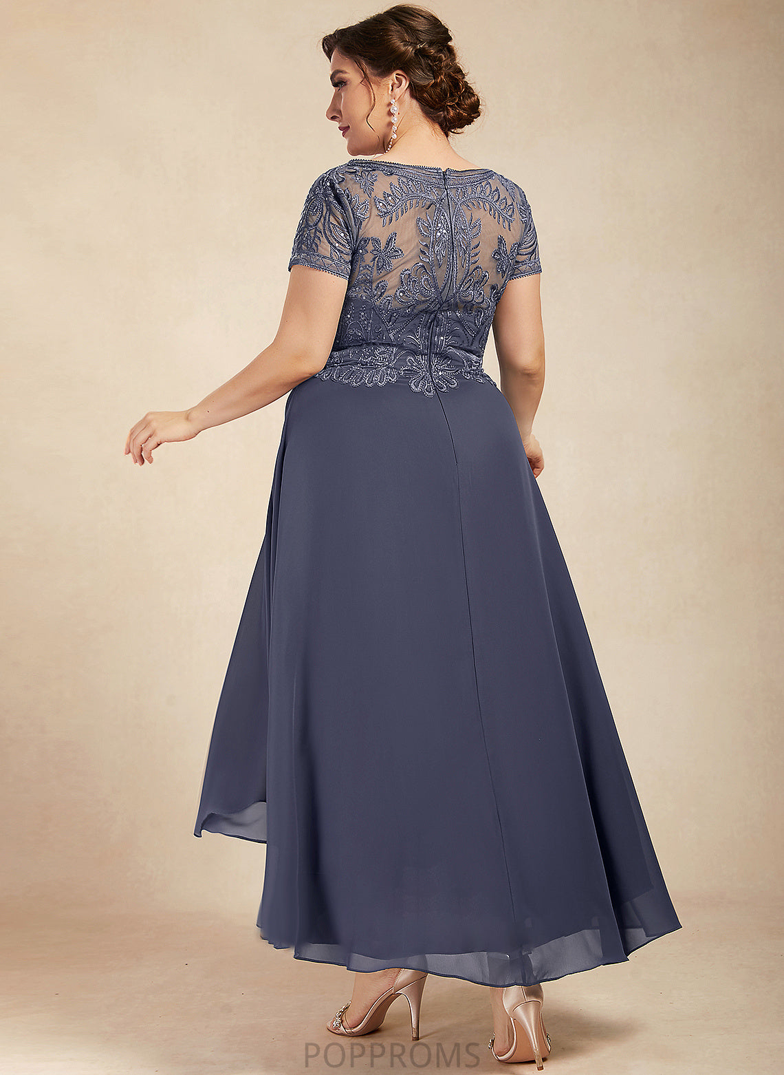 Mother of the Bride Dresses the Bride Mother Neck Sequins Scoop Asymmetrical A-Line Lace With of Dress Jaylynn Chiffon