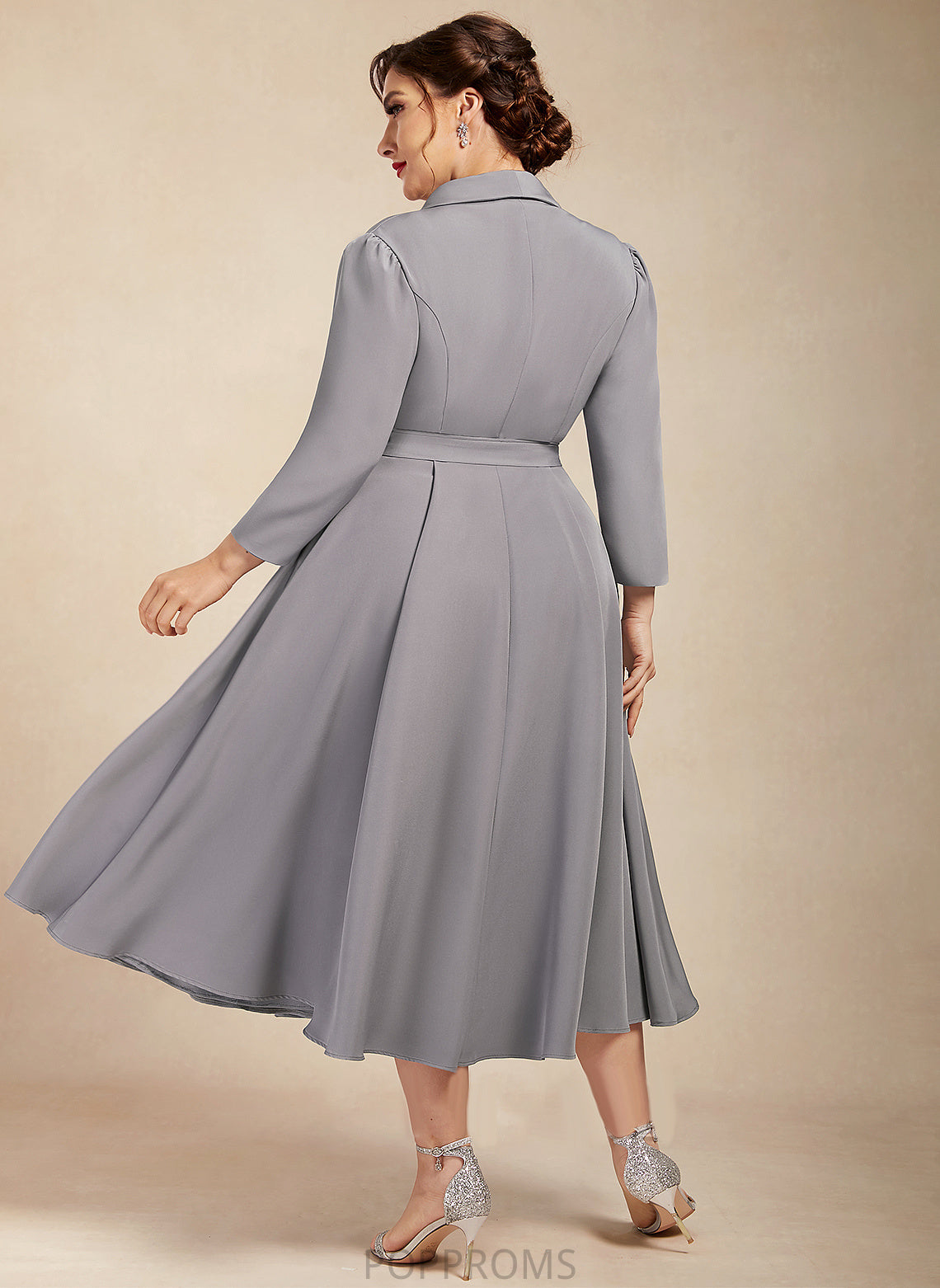 Bride Mother of the Bride Dresses the Mother Dress of Haven Tea-Length Stretch V-neck A-Line Crepe