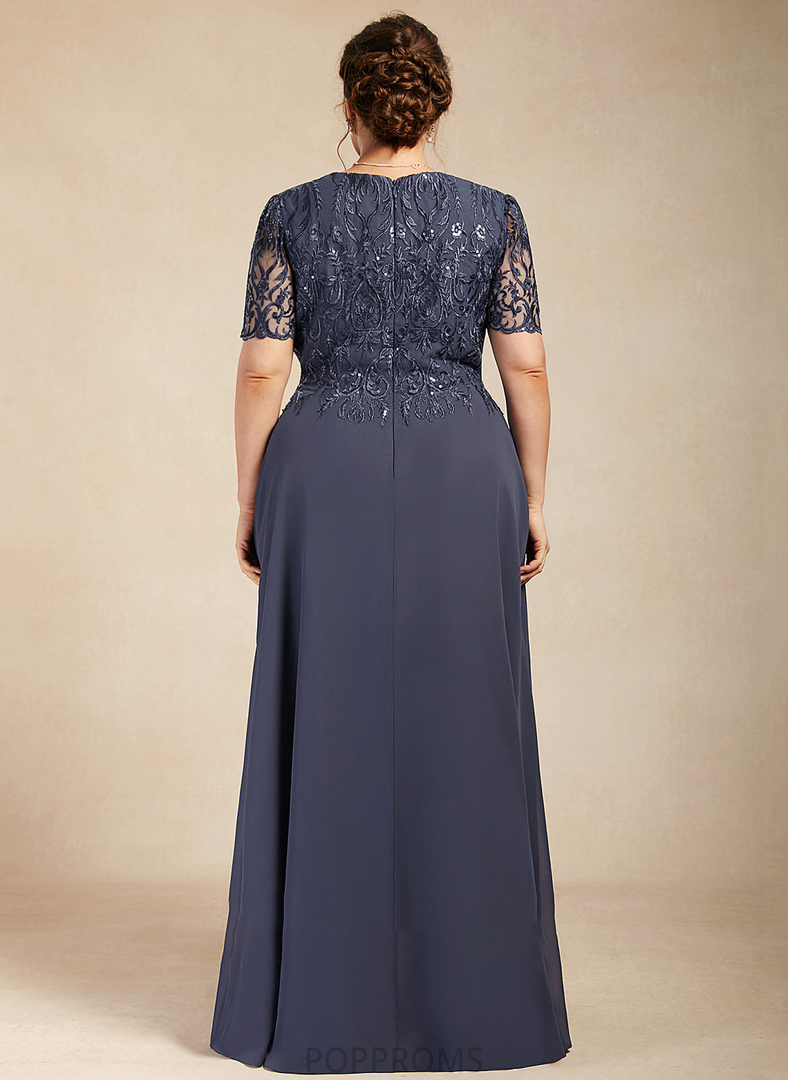 Mother Floor-Length the Lace Neck Dress Mother of the Bride Dresses Amaya Chiffon Scoop of A-Line Bride