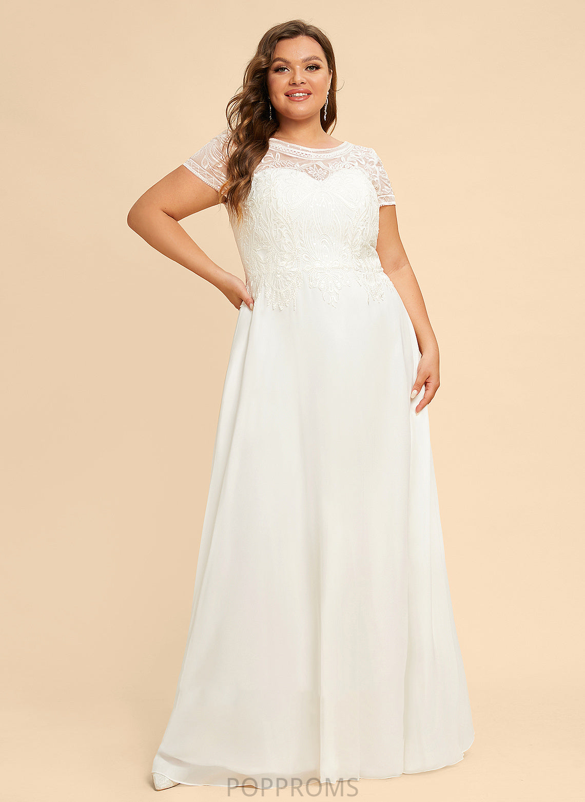 Wedding Wedding Dresses Chiffon With Floor-Length Sequins Dress Brenda Scoop Lace