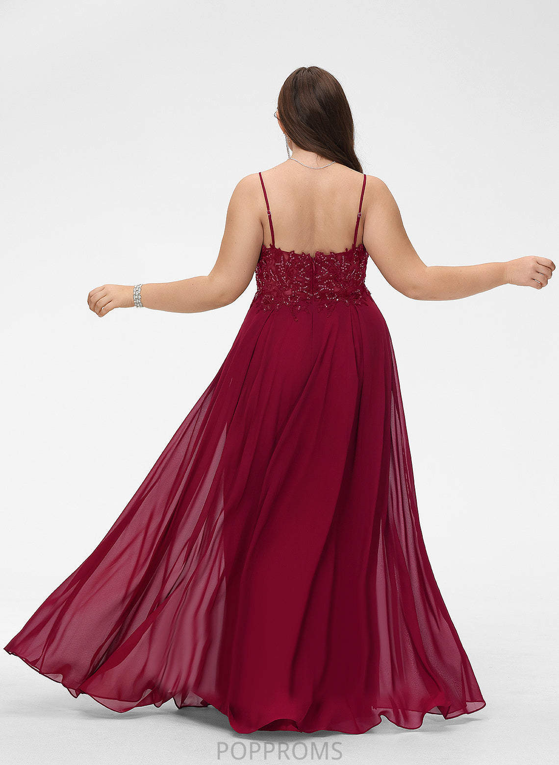 A-Line Prom Dresses Jamiya Chiffon Sequins Floor-Length V-neck With