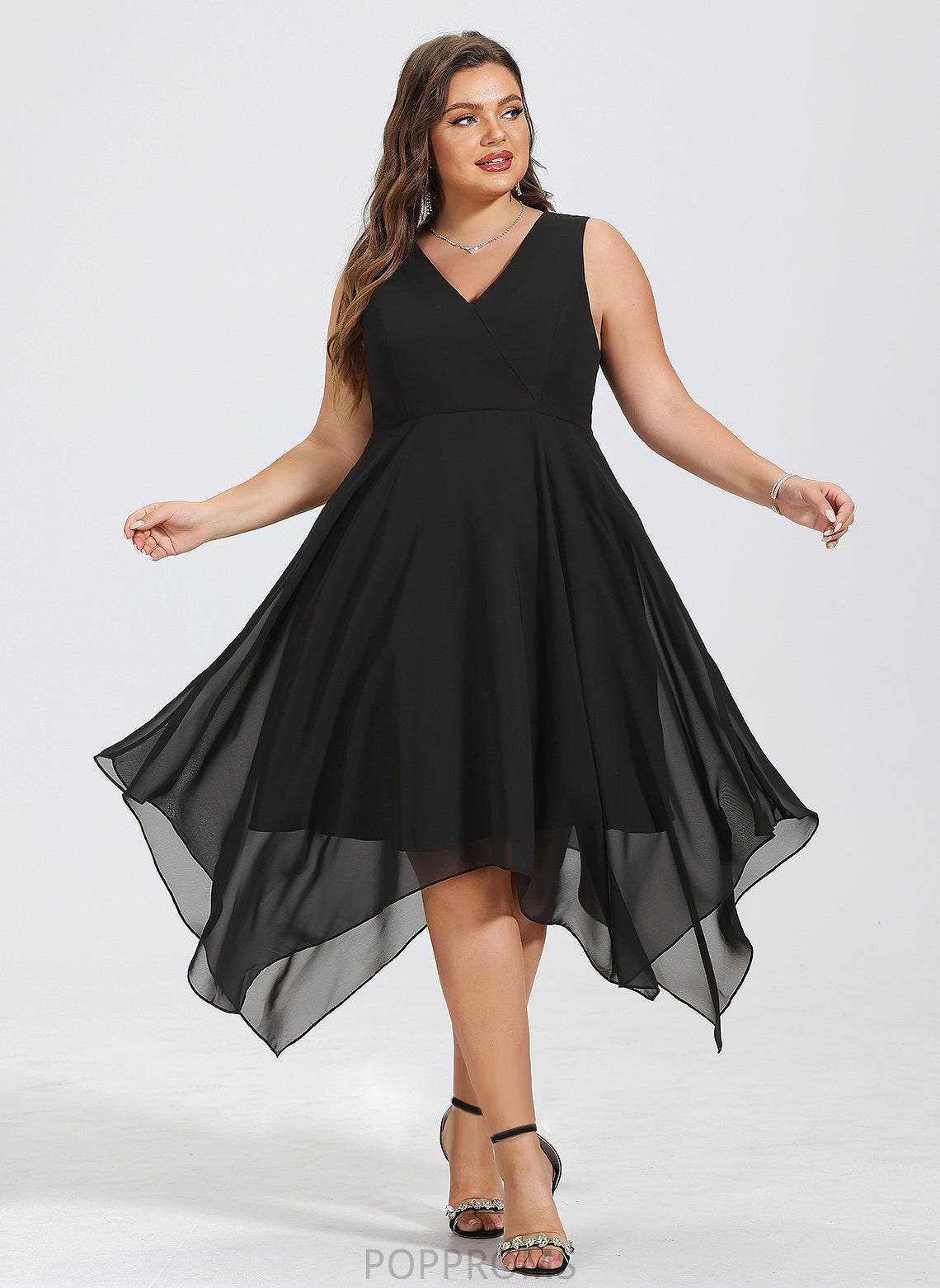 Courtney Chiffon Asymmetrical Dress Cocktail Dresses V-neck A-Line Cocktail