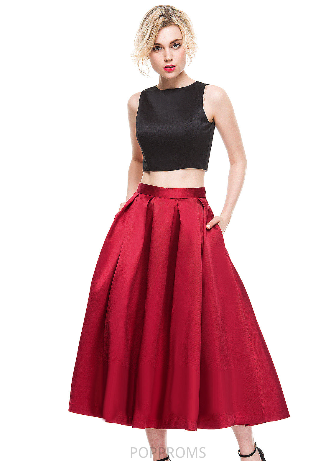 Cocktail Satin A-Line/Princess Tea-Length Maleah Cocktail Dresses Skirt