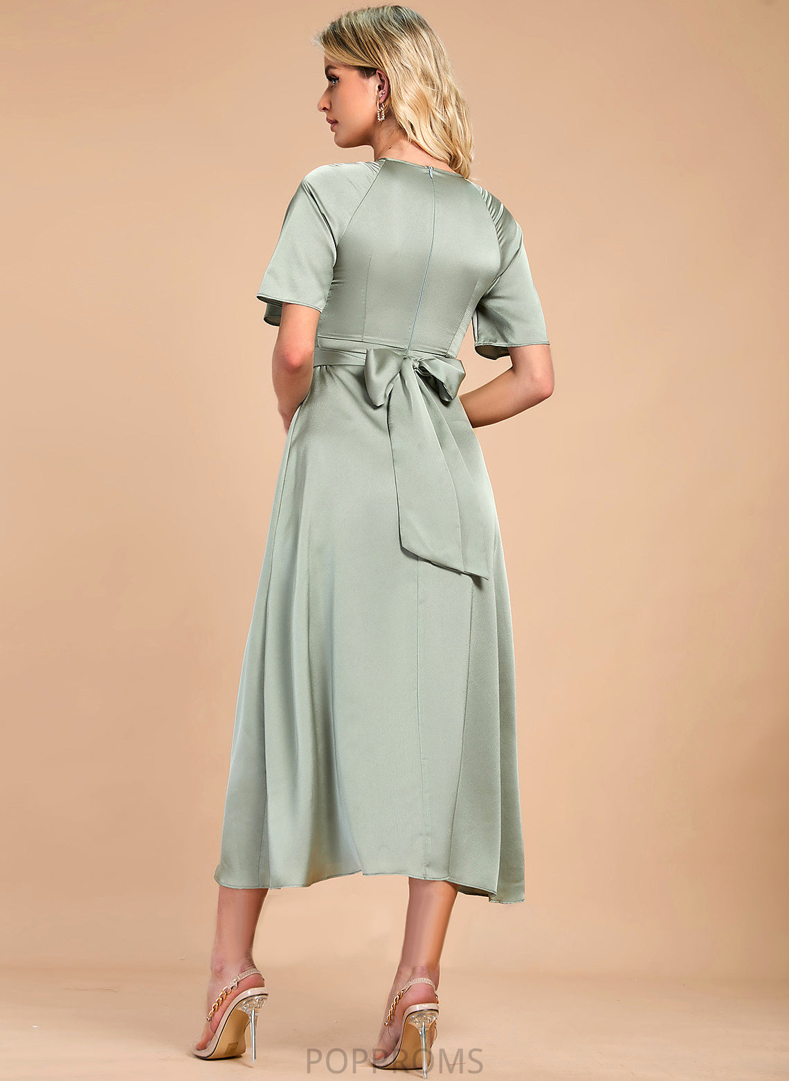 Tea-Length Dress A-Line Satin Danna Cocktail Cocktail Dresses