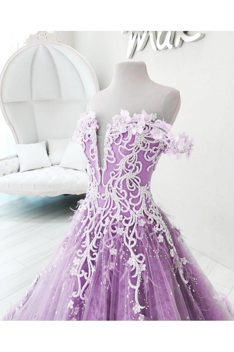 Off The Shoulder Gorgeous Long Prom Dress, Charming Formal Dress With Flowers