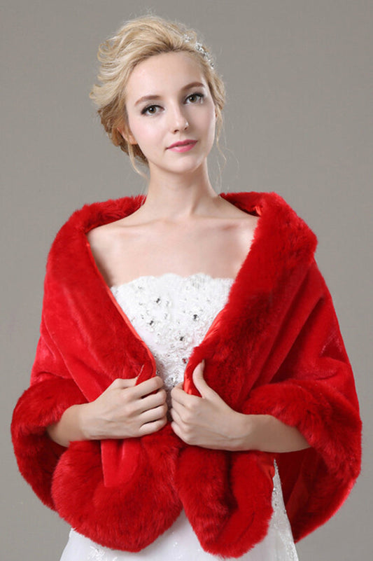 Fabulous Red Faux Fur Wedding Wrap