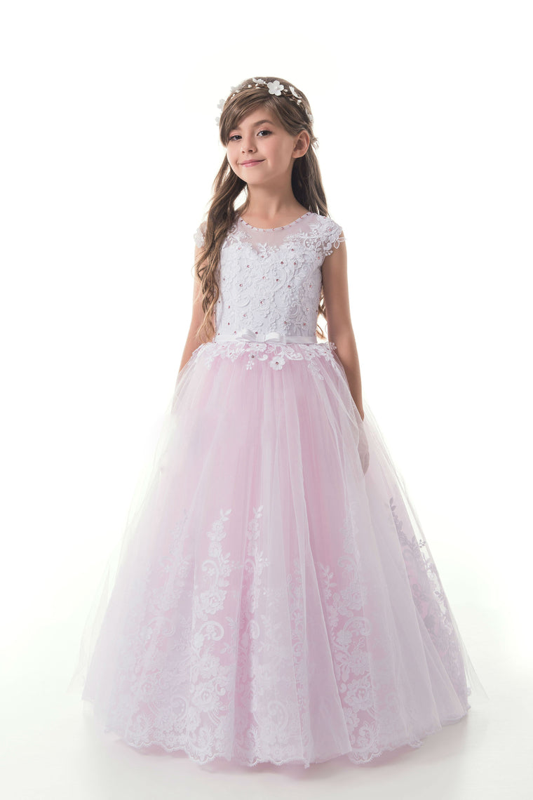 2024 Tulle Scoop With Applique And Sash Ball Gown Flower Girl Dresses