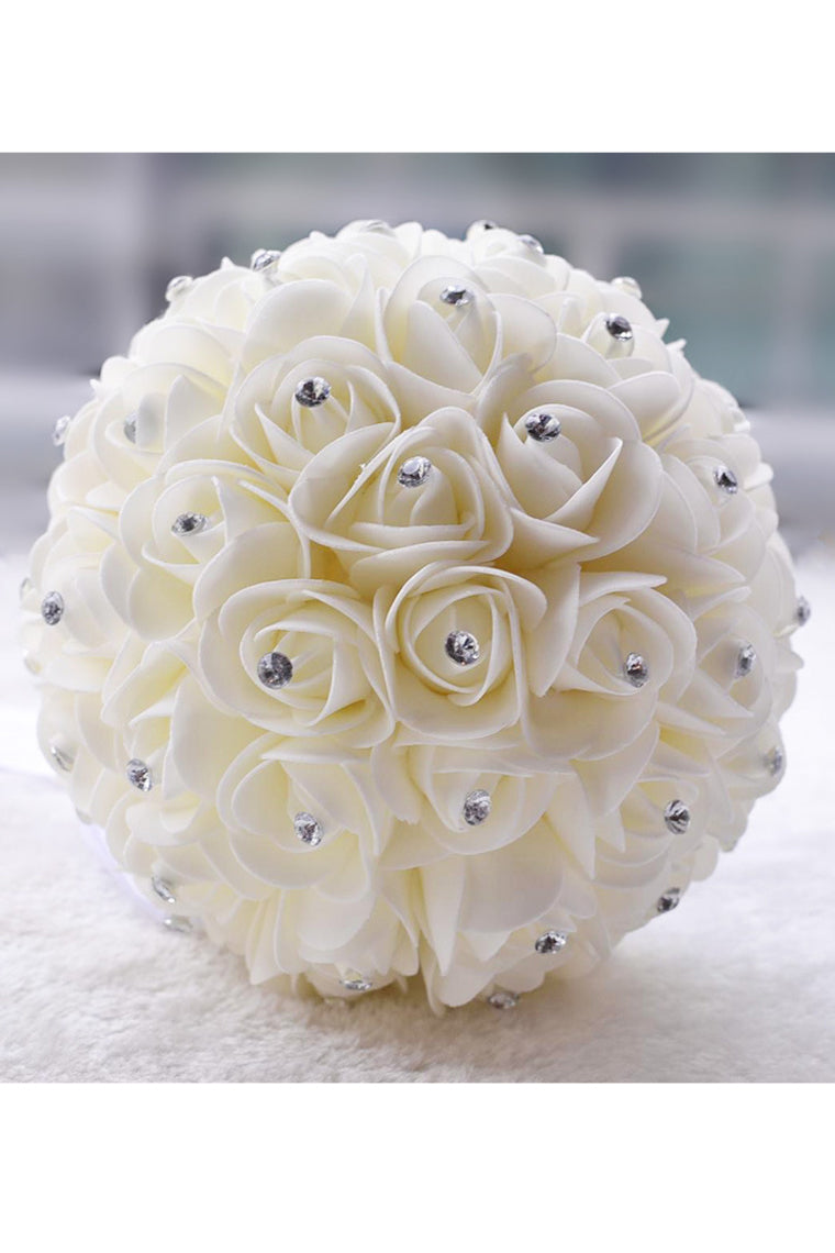 Round Foam Bridal Bouquets With Rhinestones