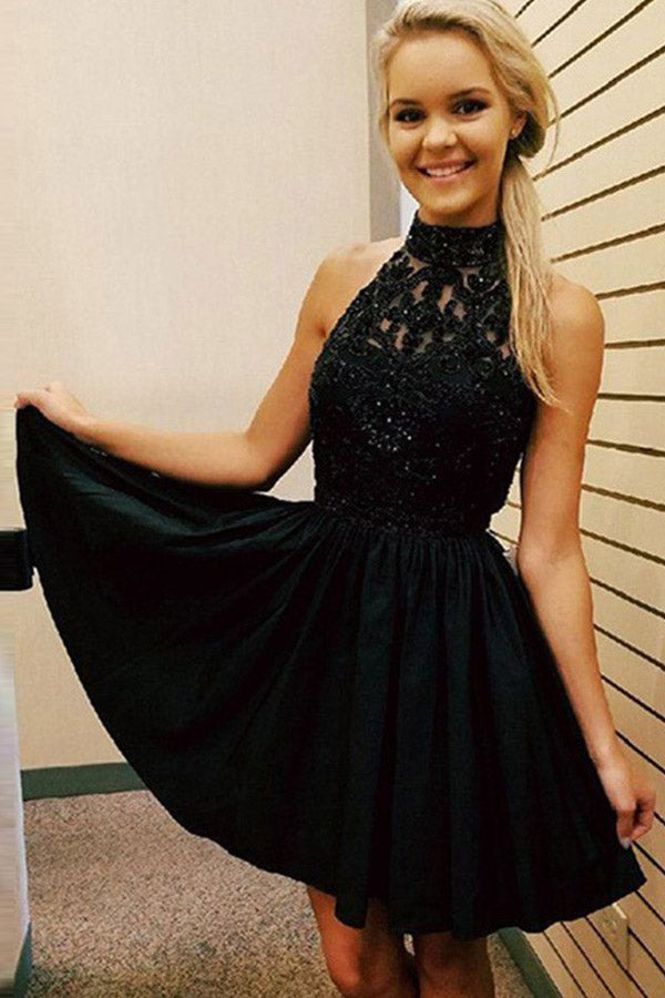 Cute High Neck Beading Strapless Short Homecoming Dresses