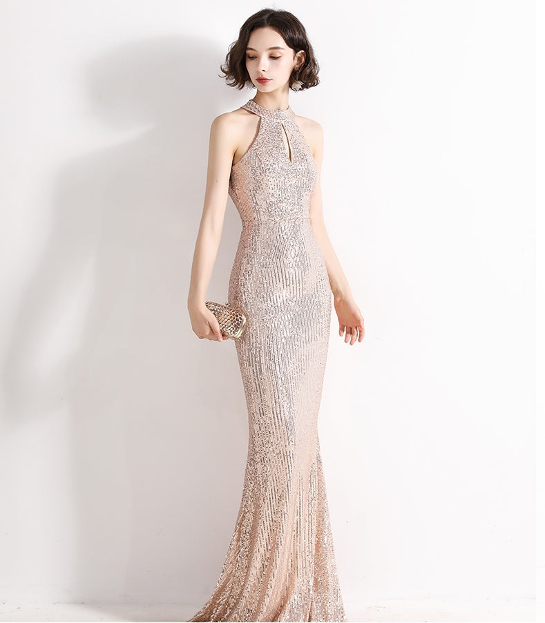 New Arrival Zipper Back Mermaid Sequins Long Party Prom Dresses