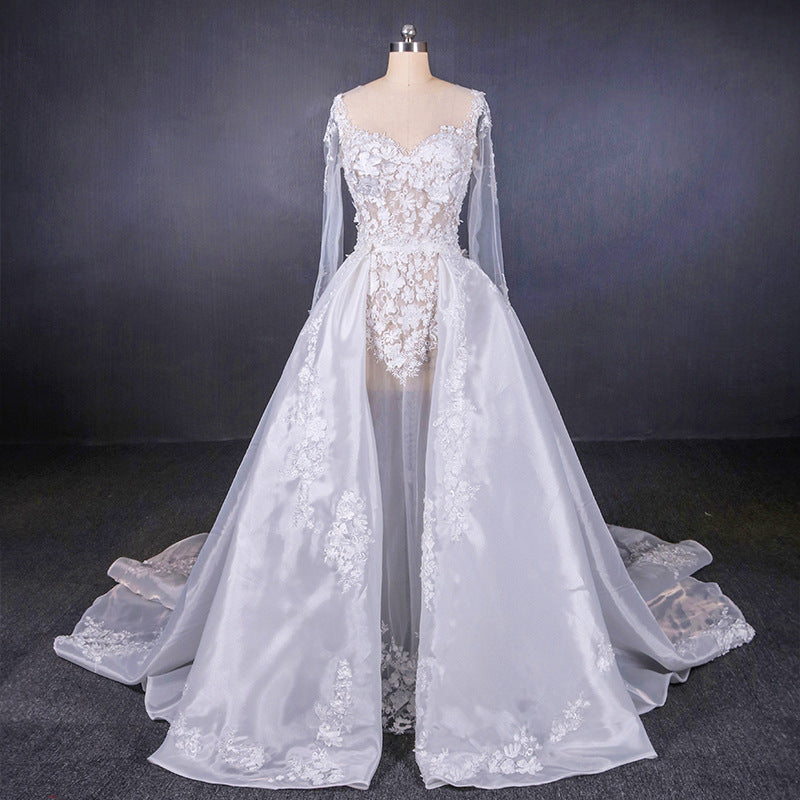 Long Sleeves Simple Elegant Wedding Dresses Lace Wedding Gowns