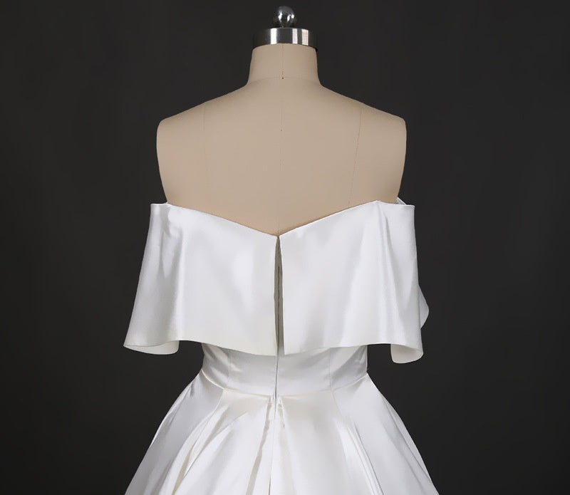 Vintage Simple Style Satin Ivory Wedding Dresses Bridal Dresses