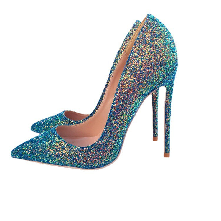 Green Glitter High-heels Fashion Evening Party Shoes