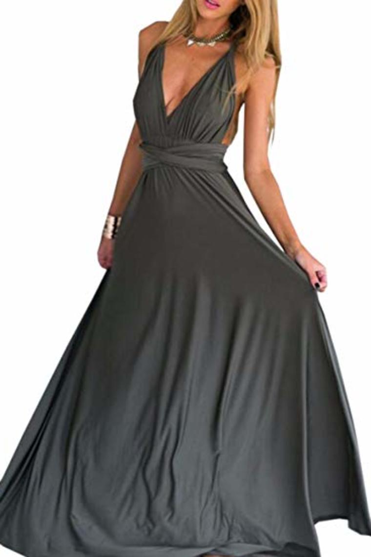 Sexy Variety-Style Elegant V-Neck Pleated Pleated Evening Sleeveless  Back Cross Bridesmaid  Dresses