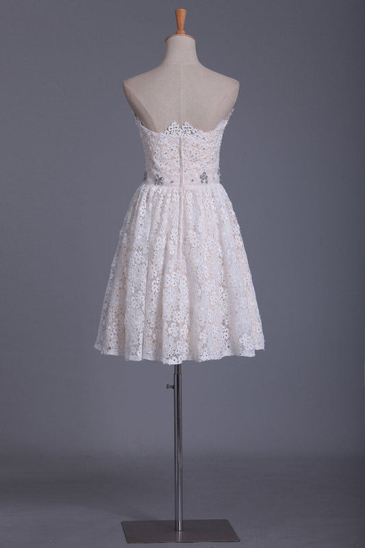 2024 A Line Sweetheart With Beading Homecoming Dresses Lace Short/Mini