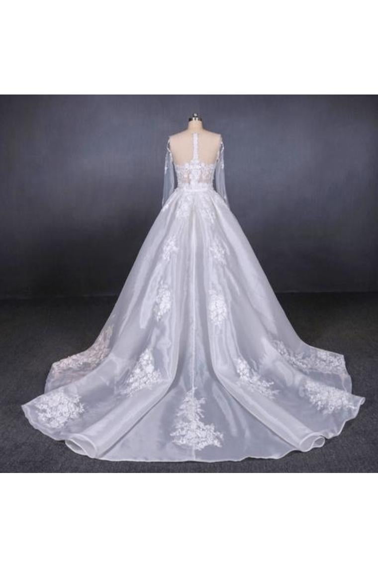 Gorgeous Long Sleeves Sweetheart Wedding Dress Bridal Dresses With Applique