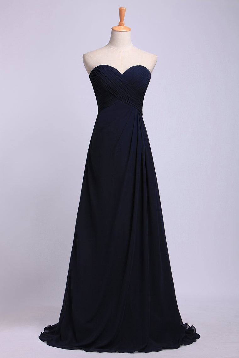 2024 Full Length Sweetheart Chiffon Bridesmaid Dresses Shirred Bodice Empire Waist Chiffon Skirt