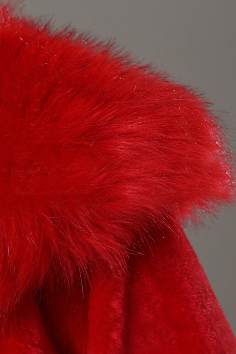 Pretty 3/4 Length Sleeve Red Faux Fur Wedding Wrap