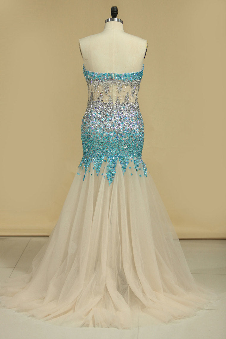 2024 Sweetheart Prom Dresses Mermaid With Beading Tulle