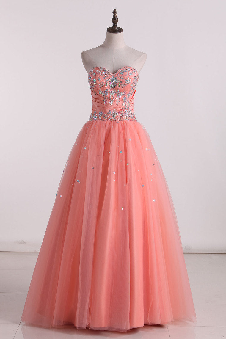 2024 Hot Fuchsia Quinceanera Dresses Ball Gown Sweetheart Floor-Length Tulle With Embroidery Lace Up Back