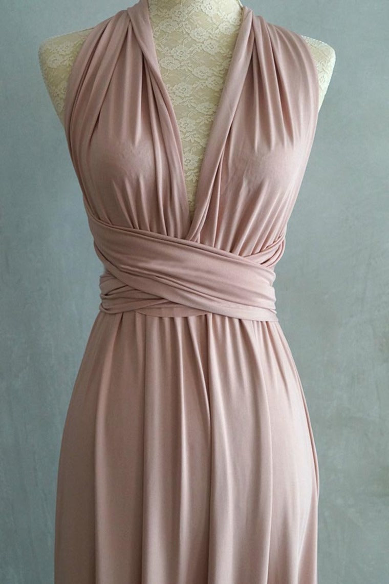 Simple Elegant Open Back Pink Prom Dresses Bridesmaid Dresses