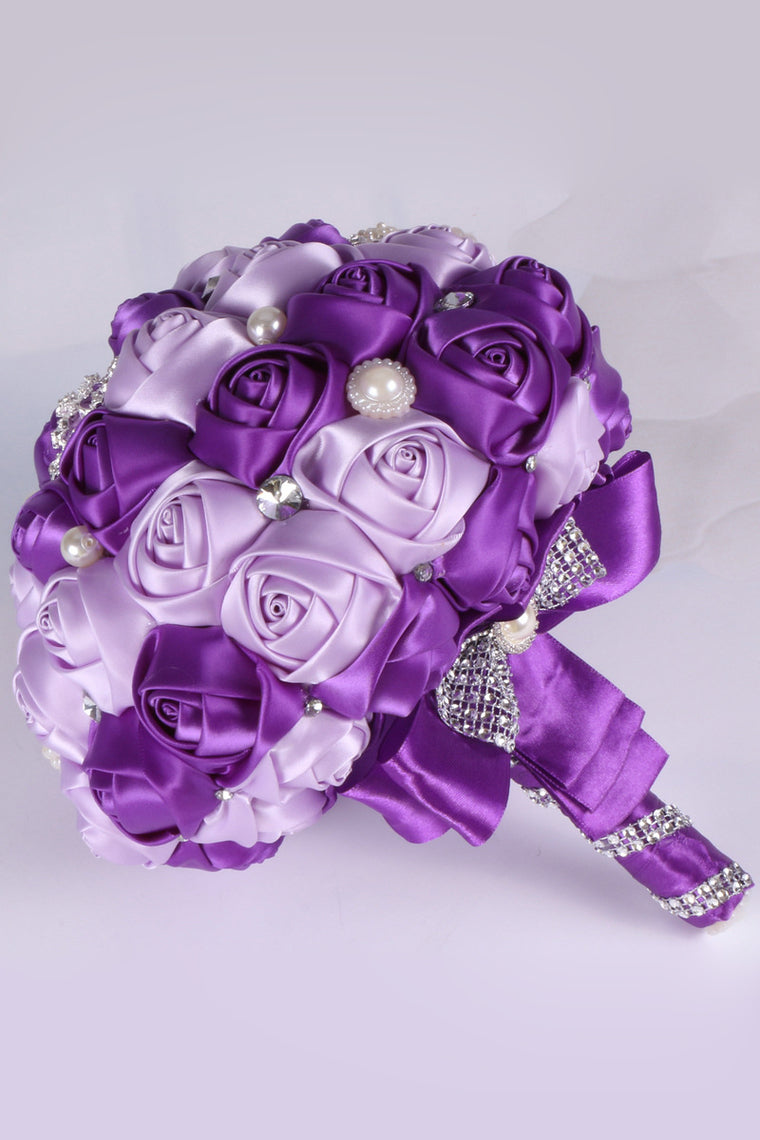 Round Satin/Peral/Brooch Bridal Bouquets