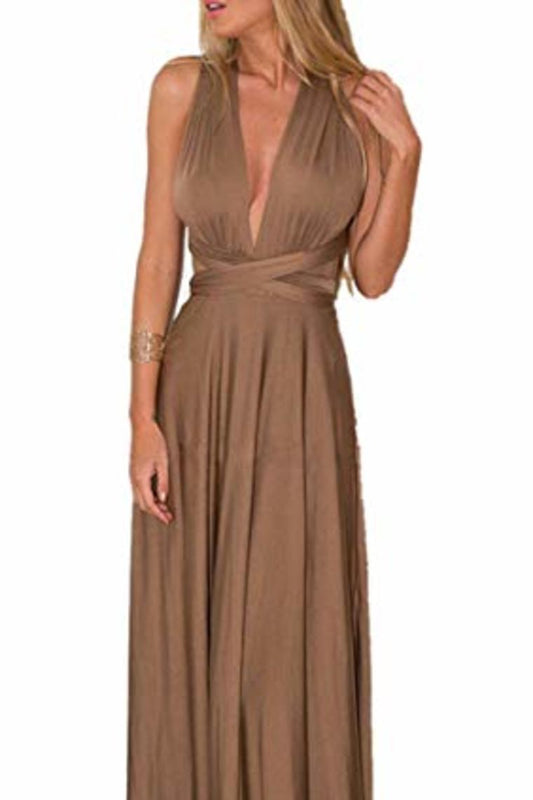 Sexy Variety-Style Elegant V-Neck Pleated Pleated Evening Sleeveless  Back Cross Bridesmaid  Dresses