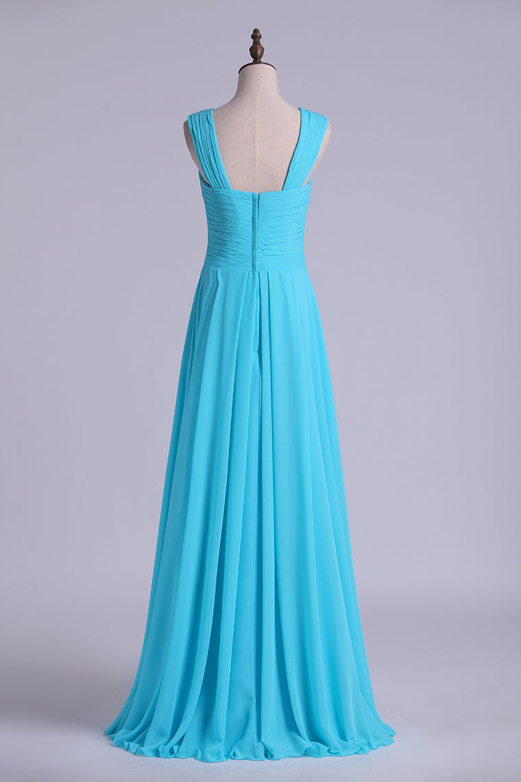 2024 V-Neck Bridesmaid Dresses A-Line With Long Chiffon Skirt