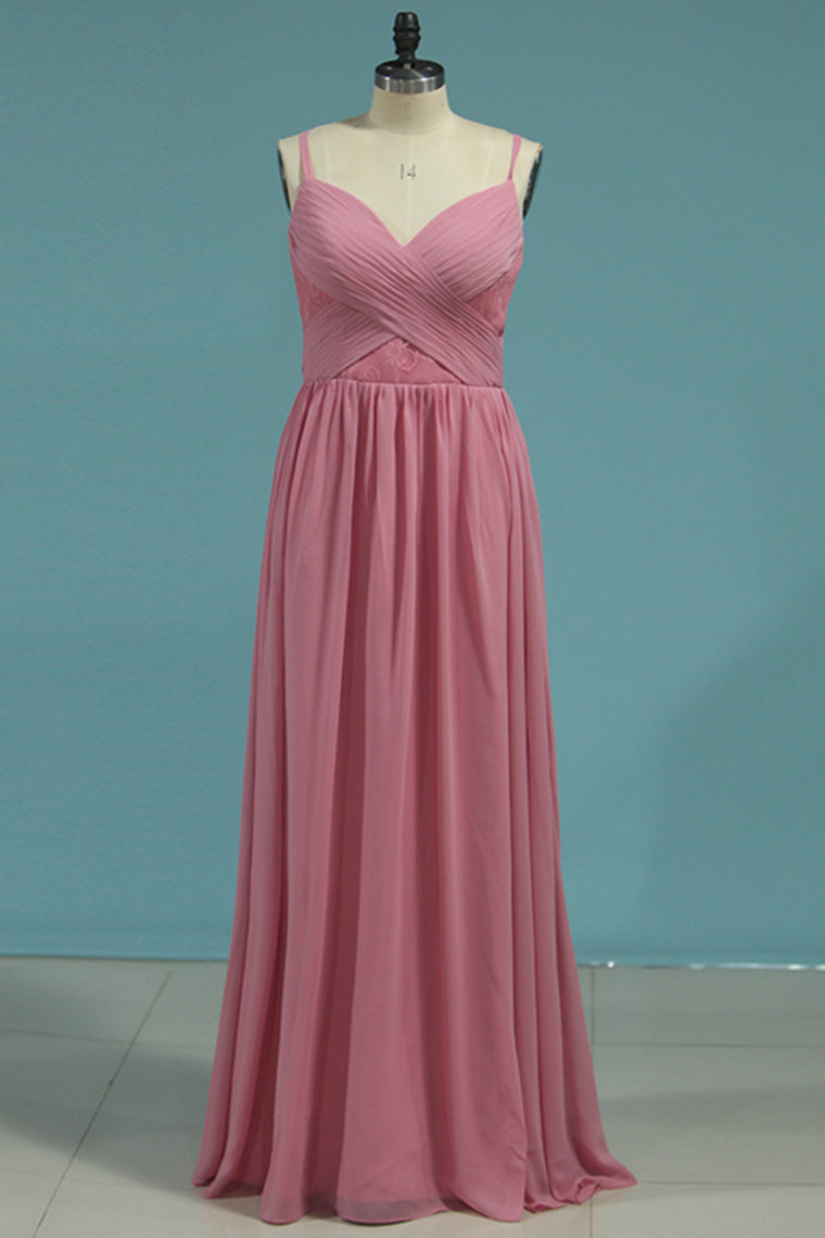 2024 A Line Bridesmaid Dresses Spanghetti Straps Chiffon Floor Length