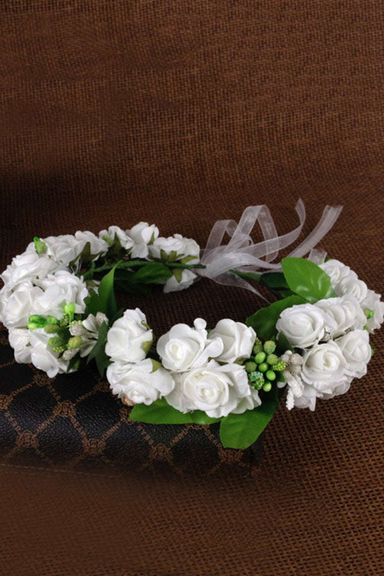 Wedding Flower Girl Head & Hand Wreath With Lovely Flowers 2 Pieces