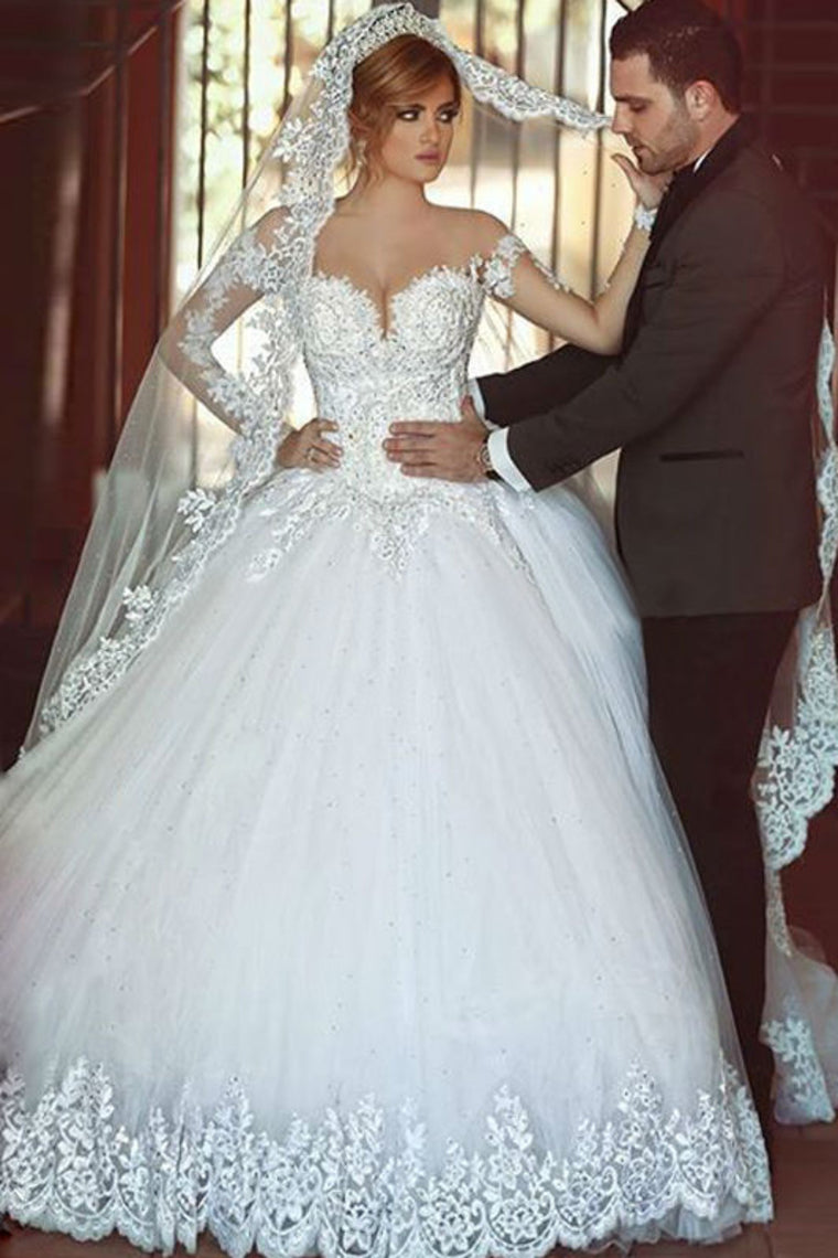 2024 Hot Wedding Dresses Sweetheart Ball Gown Tulle With Applique