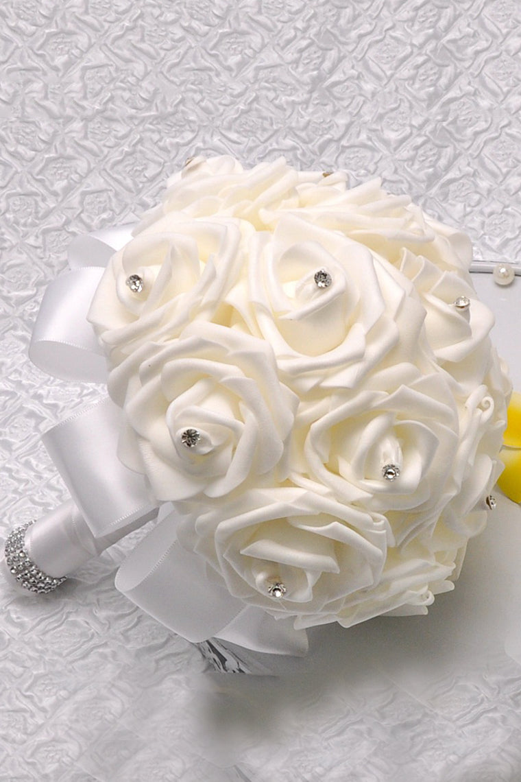 Lovely Round Foam Bridal Bouquets With Rhinestone