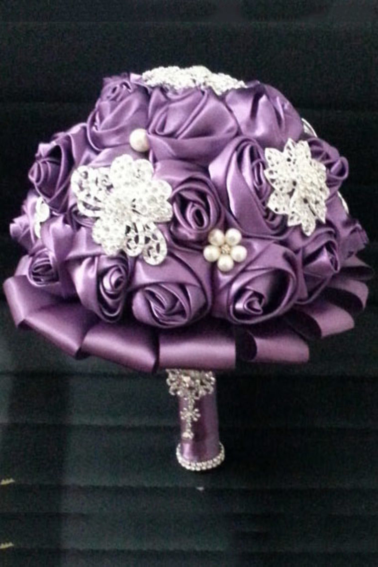 Round Roses Rhinestone Brooch Crystal Roses Wedding Bouquet (26*22cm)