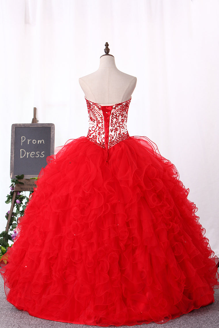 2024 Sweetheart Ball Gown Quinceanera Dresses Floor Length With Beads